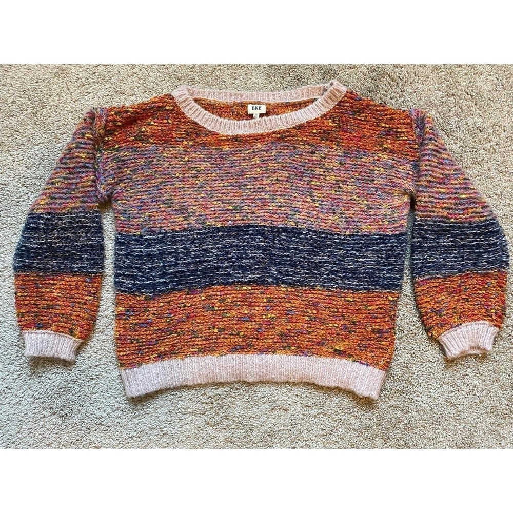 Buckle BKE Sweater Chunky Knit Women Medium Boho Block Colorway Prep s10